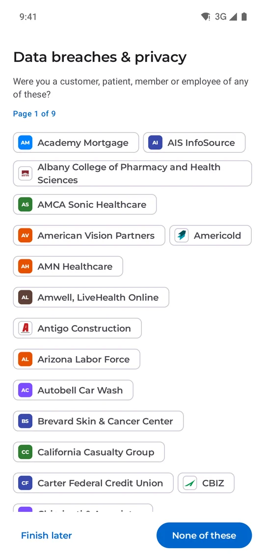 The questionnaire: pick the companies you've used